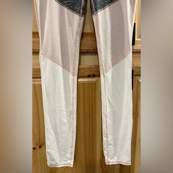 FP Movement Gray White, and Pink Colorblock Leggings with High Waist Active Fun - Picture 4 of 13